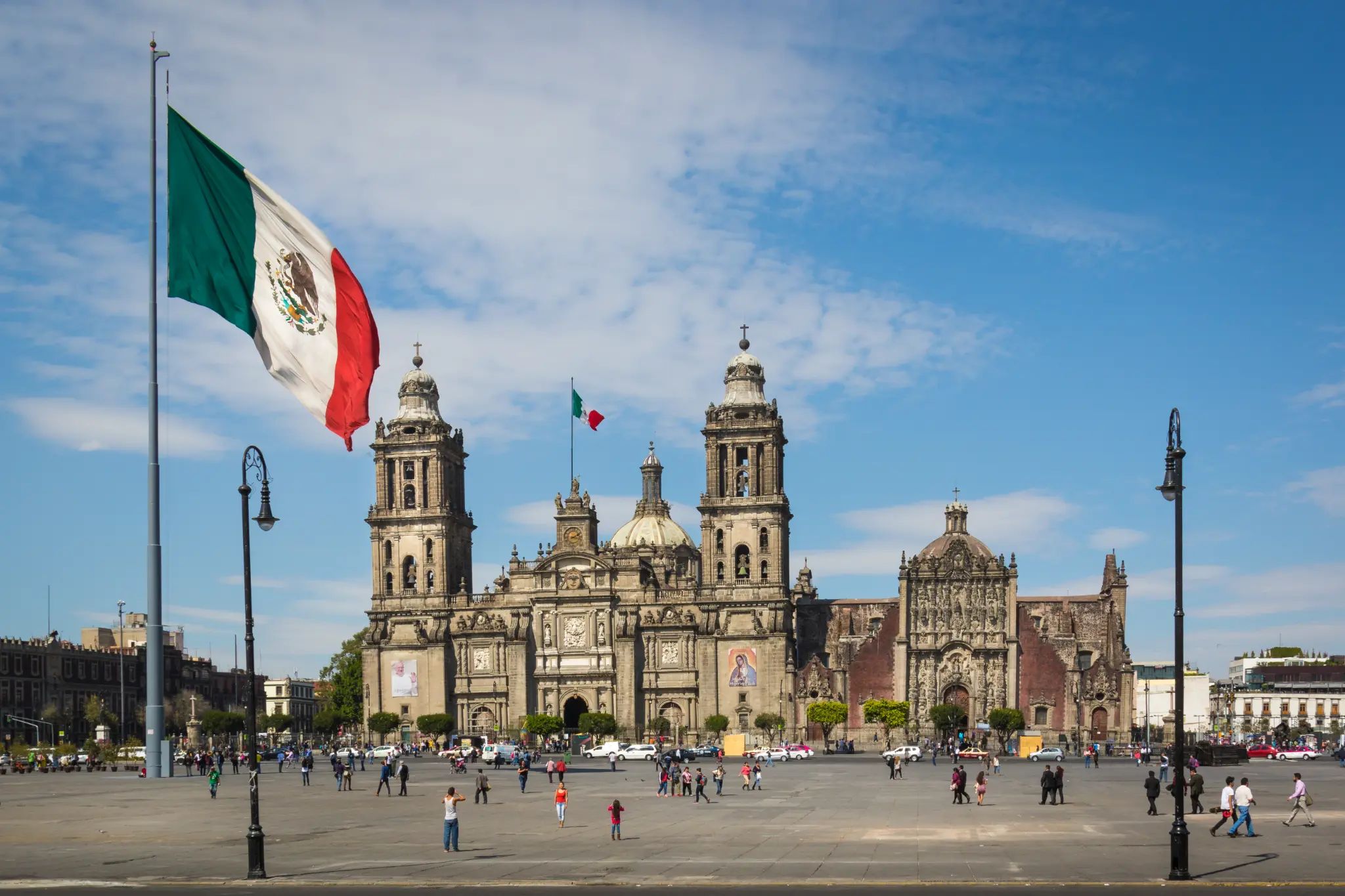 Zocalo with Mexican Flag, Mexico City